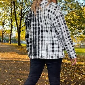 Plaid Black and White Women's Jacket